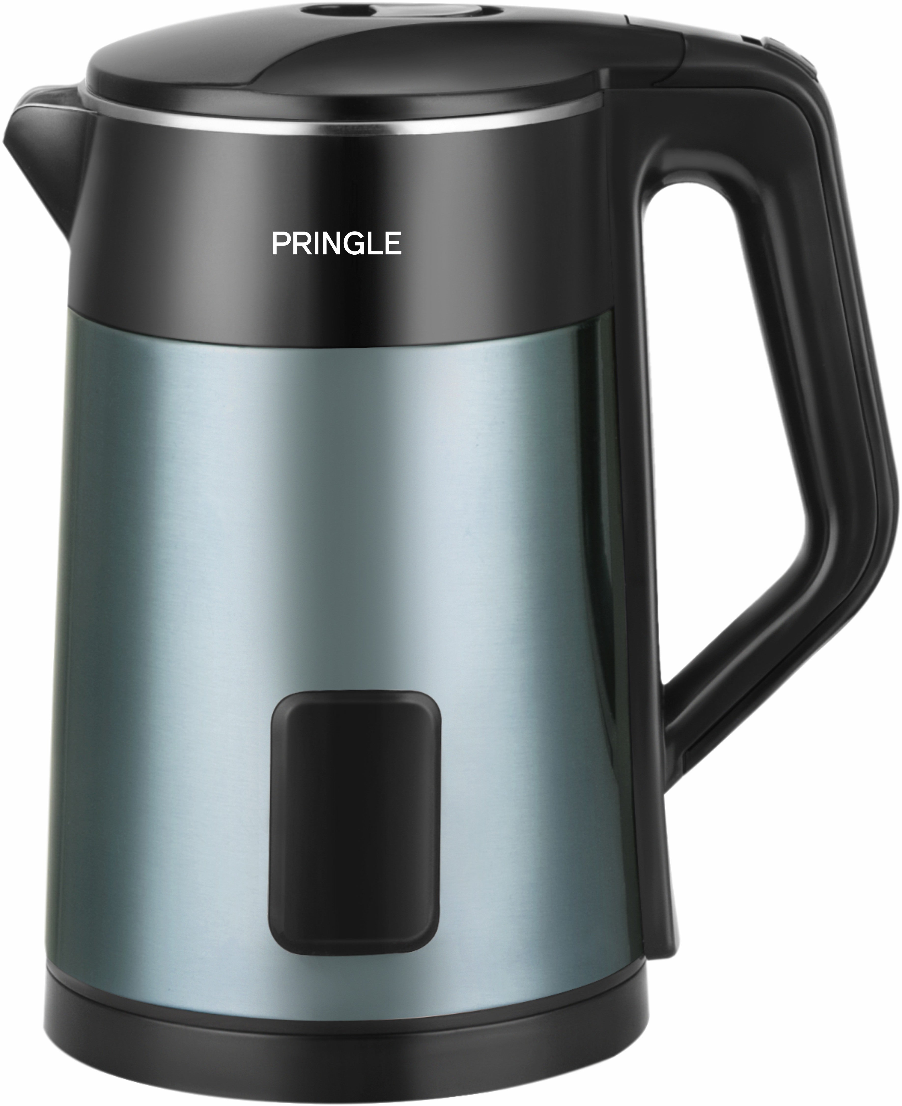Pringle Electric Kettle Double Wall 2L - AQUA 1500W with Boil Dry Protection & Auto-Shut Off| Inbuilt SS Filter Sieve, Concealed Heating Element| 360 Deg Cordless Base, (Black)