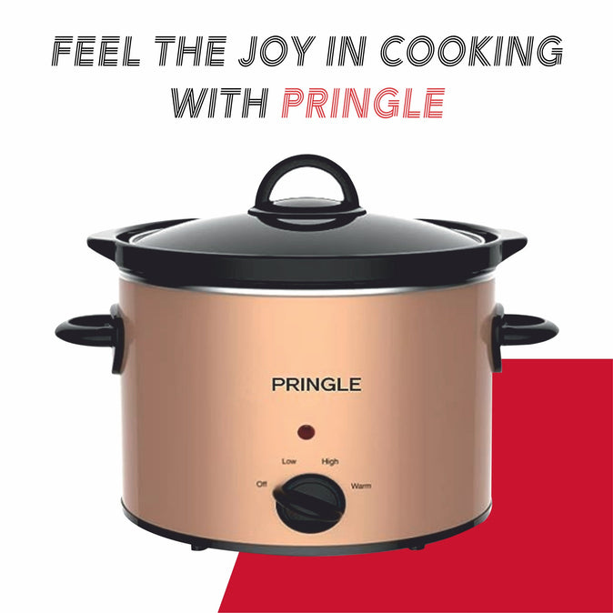 Pringle Electric Slow Cooker 4 Litre With Indicator Light | Ceramic Pot with Glass Lid | Copper Color FW 1809 (Single) - Pringle Appliances