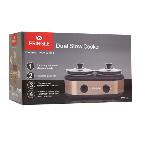 Food Warmer 1807 | Dual Slow Cooker with 2 containers of 1.25 Litres - Pringle Appliances