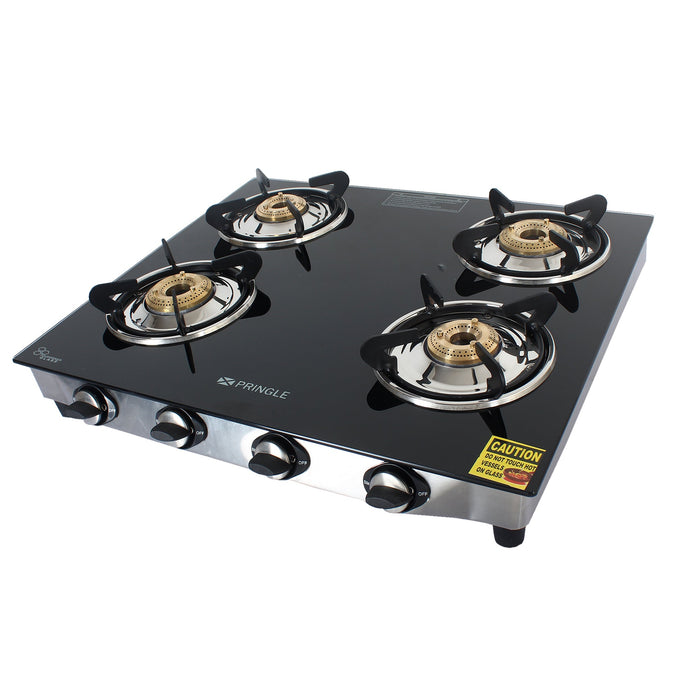 Gas Stove 4 Burner Glass Top Stainlesss Steel PGT04 SS - Pringle Appliances