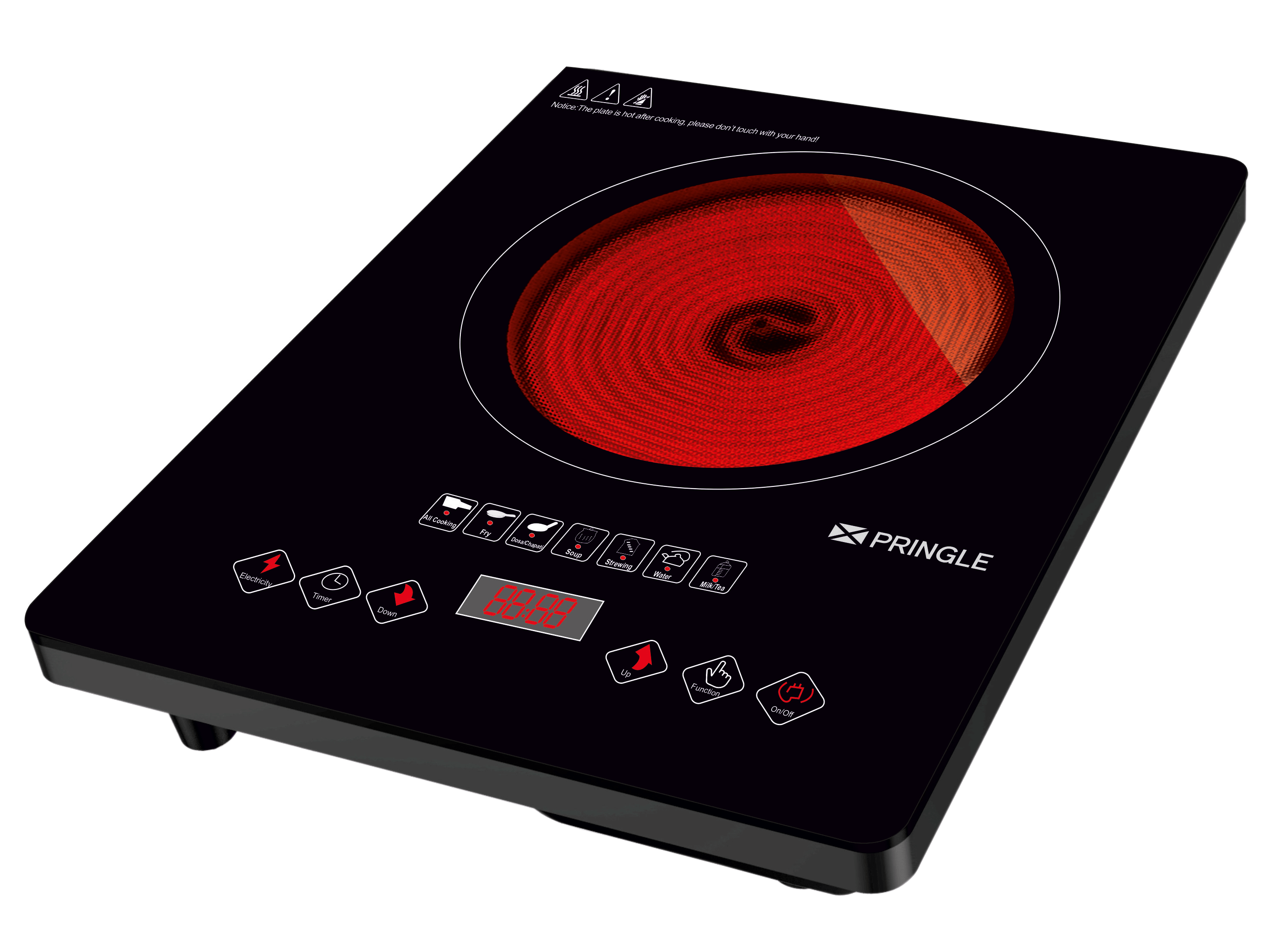 Induction Cooker IR - 02 Infrared / 2000W Metal body Crystal glass 12 Months Warranty - Pringle Appliances