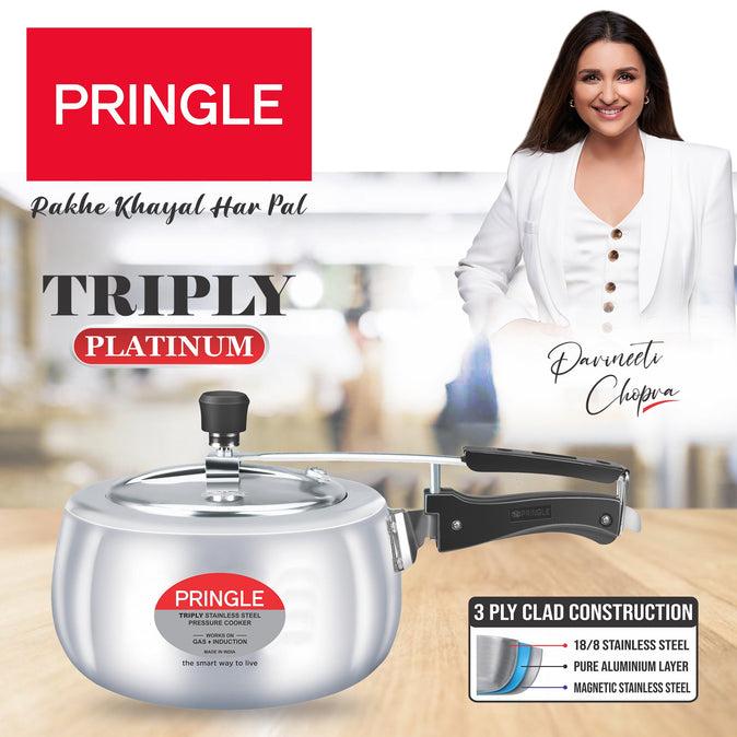 Pringle Platinum Triply Stainless Steel Inner Lid Pressure Cooker