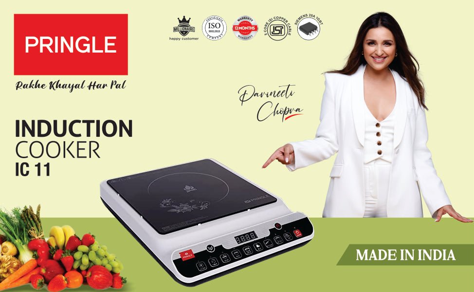 Pringle 1400Watt Induction Cooktop with Push Button for Home and Kitchen/BIS CERTIFIED – Model: IC11 – Color: White - Pringle Appliances