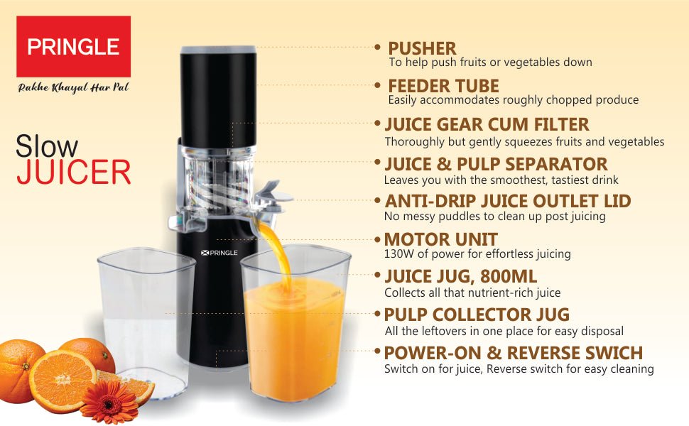 Pringle Easy Juice Cold Press Slow Juicer, Portable Slow Juicer