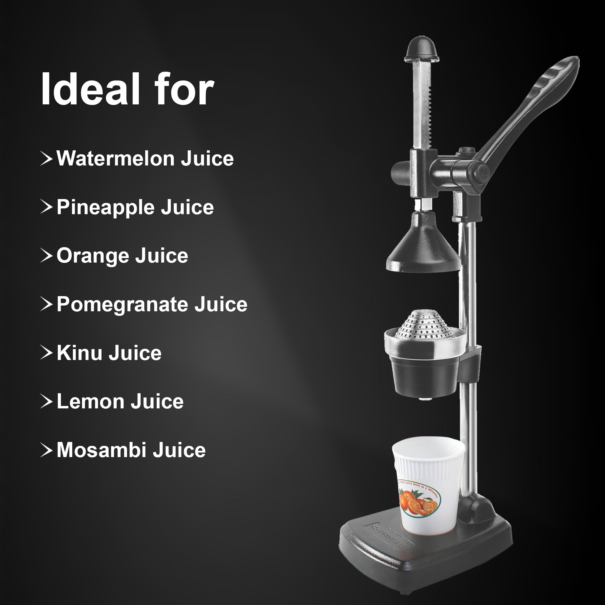 Pringle Hand Press Juicer Machine | Fresh and Hygienic Juice | Made in India | Black - Pringle Appliances