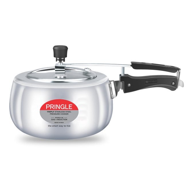 Pringle Platinum Triply Stainless Steel Inner Lid Pressure Cooker 3 Litres - ISI certified, Silver (Induction and Gas Stove Friendly) with 60 Months Warranty | First In India - Pringle Appliances