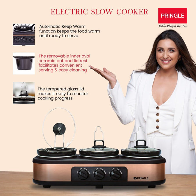 Triple Slow Cooker FW1806 with 3x1.5 Litres containers - Pringle Appliances